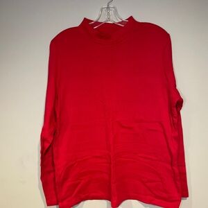 Christopher & Banks Red Mock Neck Long Sleeve Shirt Size XL Holiday Christmas
